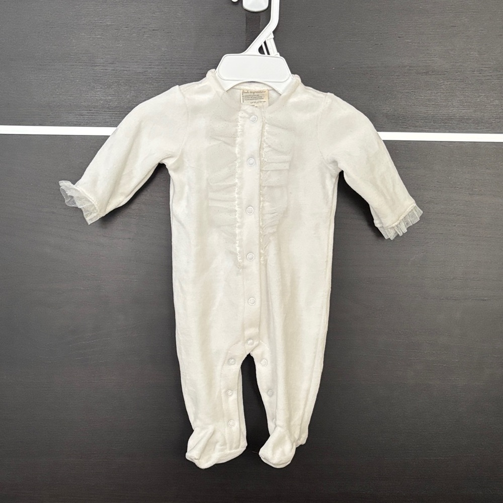 First Impressions Angle White Newborn Footed Coveralls